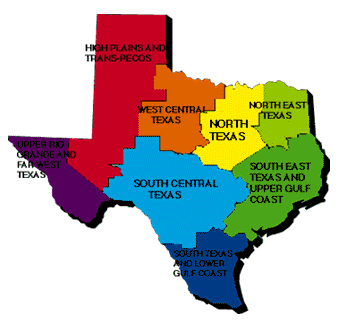 Texas Regions Map With Cities - United States Map